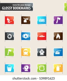 Fire brigade icons for your design glossy bookmarks