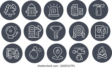 Fire Brigade - Light Line Icons vector design