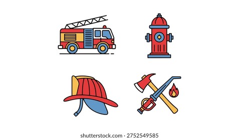Fire Brigade Line art vector modern abstract vibrant