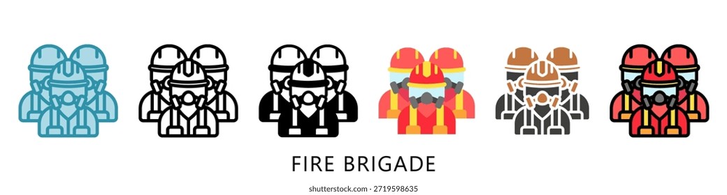 Fire Brigade Multi Style Icon Mini Illustration, Use For Modern Concept, Print, Ui, Ux Kit, Web And App Development. Vector Related To Firefighter, Rescue And More