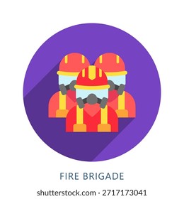 Fire Brigade Rounded Flat Color Icon Mini Illustration, Use For Modern Concept, Print, Ui, Ux Kit, Web And App Development. Vector Related To Firefighter, Rescue And More