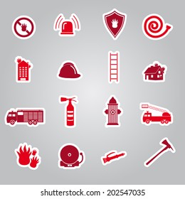 fire brigade stickers set eps10