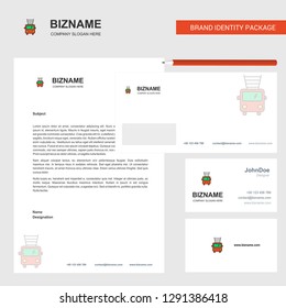 Fire brigade truck  Business Letterhead, Envelope and visiting Card Design vector template