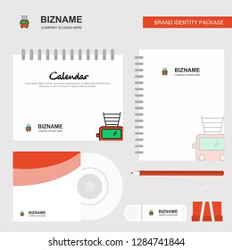 Fire brigade truck  Logo, Calendar Template, CD Cover, Diary and USB Brand Stationary Package Design Vector Template