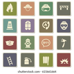 fire brigade vector icons for user interface design