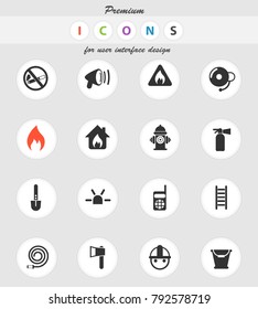 fire brigade vector icons for web and user interface design