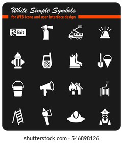 fire brigade white simple symbols for web icons and user interface design
