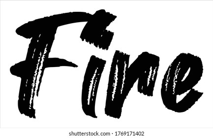 dibujo de la mano del pincel de fuego escritura Texto tipográfico sobre fondo blanco 