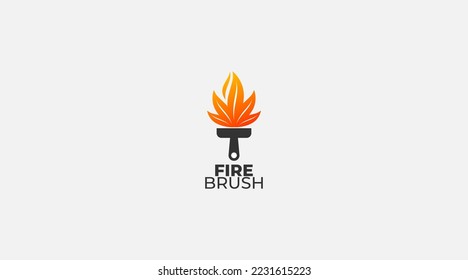 Fire Brush Logo Design Template illustration