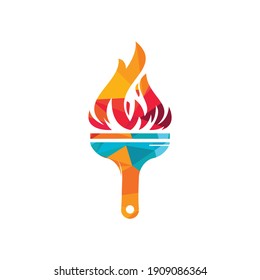 Plantilla de diseño del logotipo del vector del pincel de fuego. Inspección del hogar y diseño del logotipo del vector de protección del hogar.	
