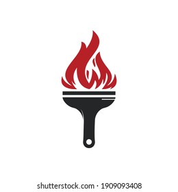 Fire brush vector logo design template. Home inspection and home protection vector logo design.	