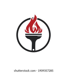 Fire brush vector logo design template. Home inspection and home protection vector logo design.	