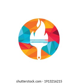 Fire brush vector logo design template. Home inspection and home protection vector logo design.	