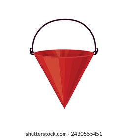 A fire bucket. A bucket for extinguishing fires in the form of a cone. A red fire bucket. A fireman s rescue tool. Vector illustration isolated on a white background