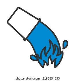Fire Bucket Icon. Editable Bold Outline With Color Fill Design. Vector Illustration.