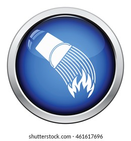 Fire bucket icon. Glossy button design. Vector illustration.