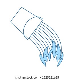 Fire Bucket Icon. Thin Line With Blue Fill Design. Vector Illustration.