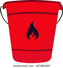 Fire bucket, illustration, vector on white background