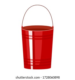 Fire bucket isolated on white background. red metal bucket symbol in flat style. Vector illustration 