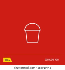 Fire bucket outline vector icon