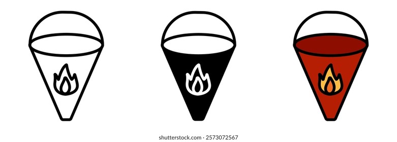 Fire bucket is a simple firefighting tool filled with water or sand, used for dousing small fires.