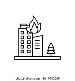 Fire, building icon. Simple line, outline vector elements of natural disasters icons for ui and ux, website or mobile application