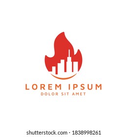 fire and building negative space logo design