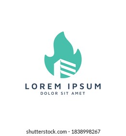 Logo-Design für Feuer- und Gebäudenegativ
