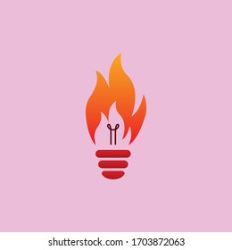 fire bulb concept. Bulb Idea logo designs concept, creative bulb logo, smart, idea logo vector, logo template