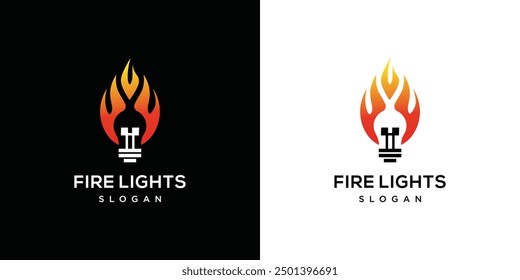 Fire bulb logo symbol Idea logo design template. bulb fire logo design concept	