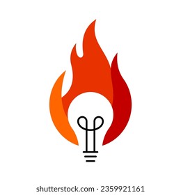 Fire Bulb Vector Logo Design Template