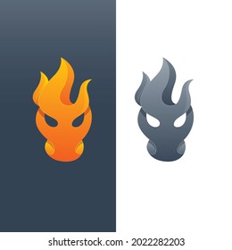 Fire bull gradient logo template. Vector illustration