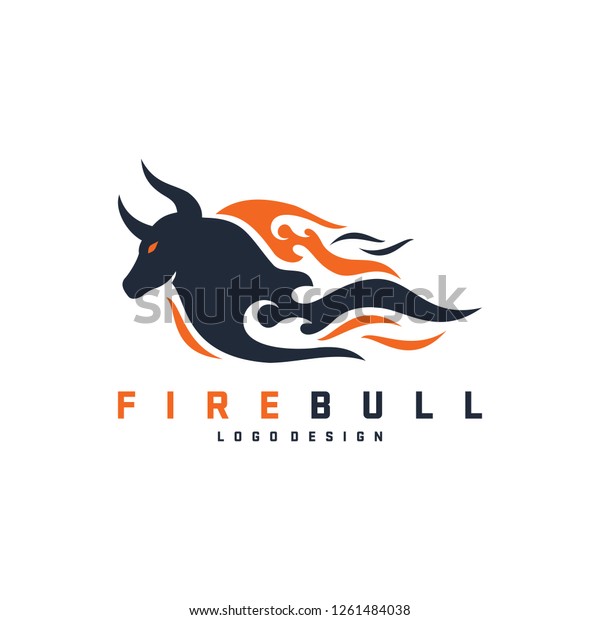 Fire Bull Logo Design Vector Isolated Stock Vector Royalty Free