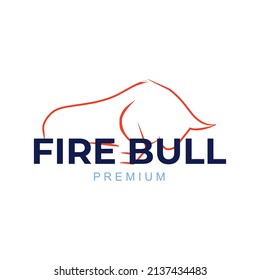 Fire bull simple illustration logo