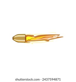 Feuergeschoss Fliegen Cartoon. Schneller Schuss, Flug Blitz, Silber Schuss Feuergeschoss Fliegen Zeichen. Isolierte Symbol Vektor-Illustration