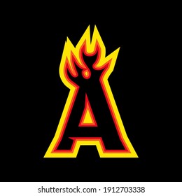 letra del alfabeto de quema de fuego A vector