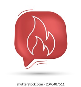 Fire, burn, dander icon vector in speech bubble - Modern design