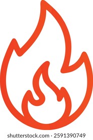 fire, burn, energy, flame, fossil, fuel, hot icon thick line logo design symbol template element vector 