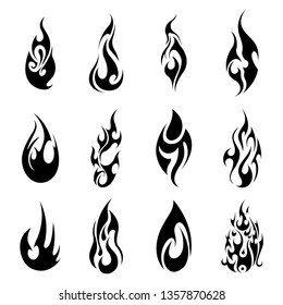 fire burn flame abstract tattoo celtic set svg