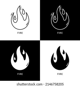 Fire Burn Icon Cartoon. Flame Hot Symbol Vector Logo