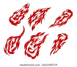 fire burn ornament. vintage style fire flame. hand drawn tribal fire.