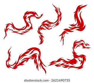 fire burn ornament. vintage style fire flame. hand drawn tribal fire.