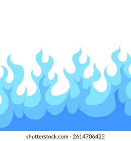 fire burn seamless pattern. blue fire pattern. cartoon style hand drawn burning pattern.