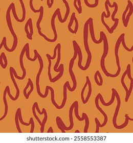 fire burn seamless pattern. fire pattern. cartoon style hand drawn burning pattern.