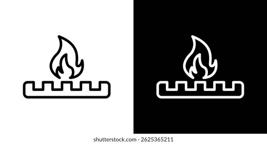Fire burner icon concept stroke on white background