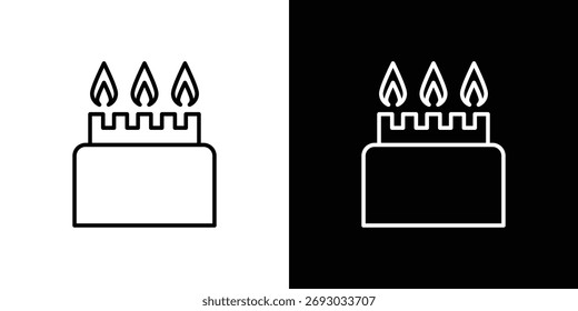 Icono de quemador de fuego. Línea con trazo editable.