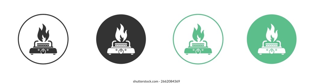 Feuerbrenner-Symbol Minimal Flat Line Vector Icon Set.