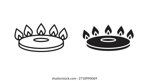 Icono del quemador del fuego para el App móvil, diseños editables