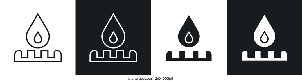 Fire burner icon symbol collection on white background.