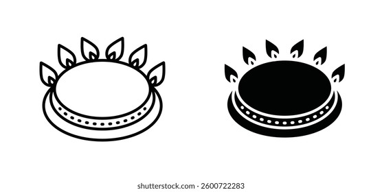 Fire burner icons set for apps and web ui designs. simple isolated graphics.